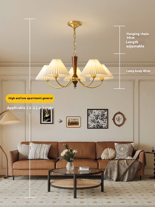 All copper vintage chandelier walnut grain lamp