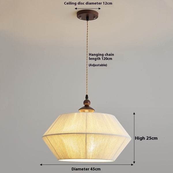 Lustre en corde de coton et tissu de style rétro