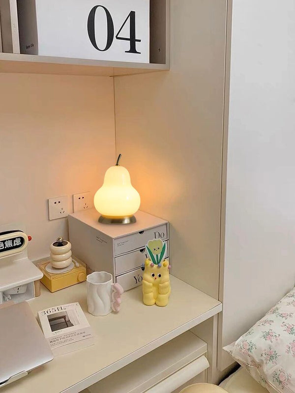 Cremefarbene Birnen-Tischlampe