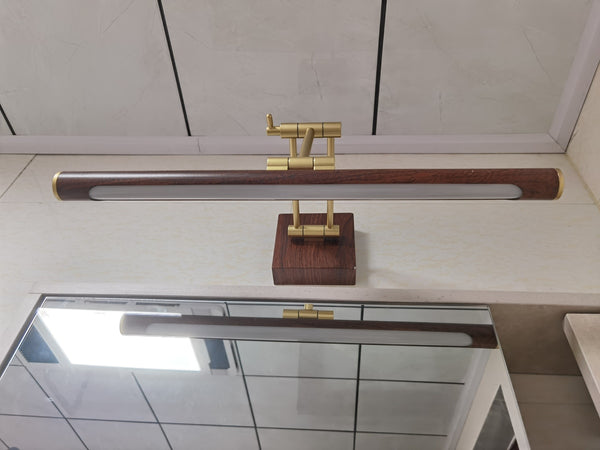 Foldable wood grain color LED mirror front wall lamp