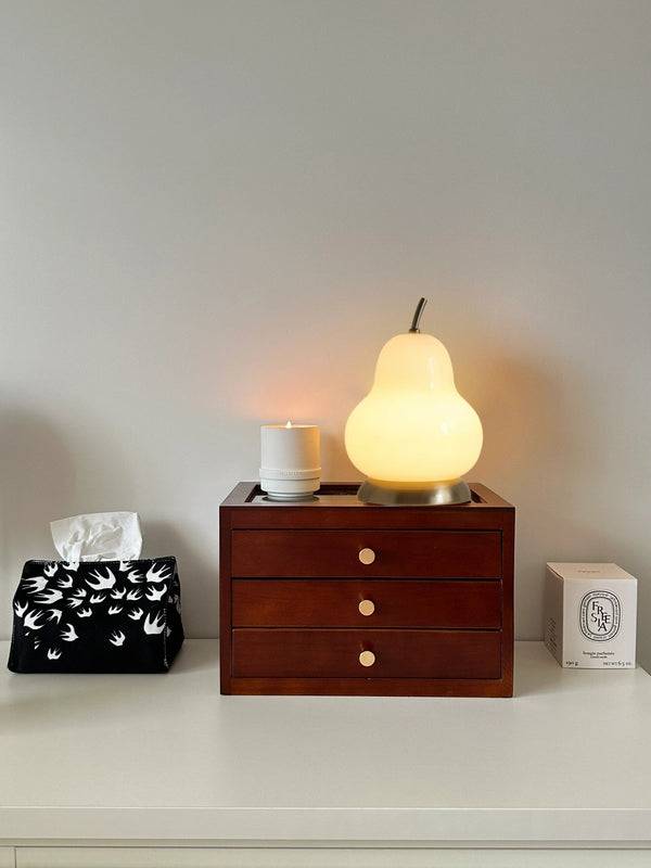 Cremefarbene Birnen-Tischlampe