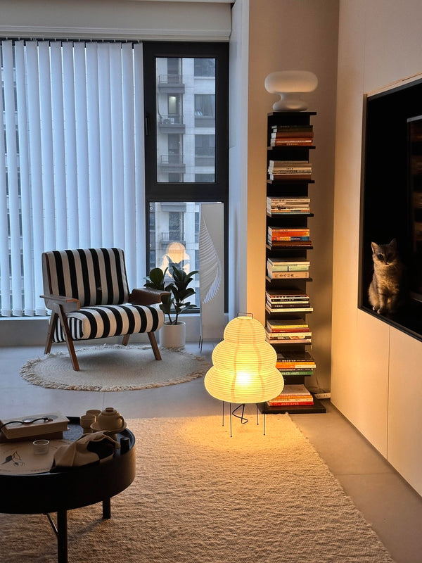Japanese style wabi-sabi style rice paper floor lamp
