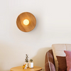 Vintage solid wood disc wall lamp