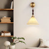 Vintage solid wood pleated bedside wall lamp