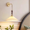 Vintage solid wood pleated bedside wall lamp