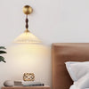 Vintage solid wood pleated bedside wall lamp