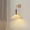 Vintage solid wood pleated bedside wall lamp