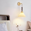 Vintage solid wood pleated bedside wall lamp