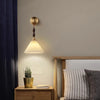 Vintage solid wood pleated bedside wall lamp