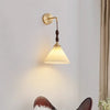 Vintage solid wood pleated bedside wall lamp