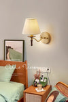 All copper solid wood bedside wall lamp