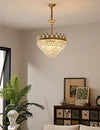 Vintage brass crystal chandelier