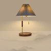 Retro pleated solid wood table lamp