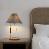 Retro pleated solid wood table lamp