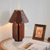 Wabi-sabi style solid wood bedroom table lamp