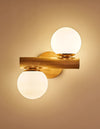 Solid wood double head bedroom wall lamp