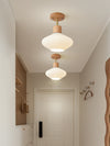 Cream style solid wood ceiling lamp