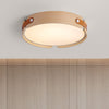 Japanese style solid wood round bedroom ceiling lamp