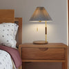 Retro pleated solid wood table lamp