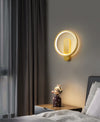 All copper minimalist round wall lamp