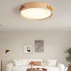 Japanese style solid wood round bedroom ceiling lamp