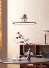 Walnut color flying saucer chandelier