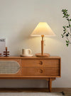 Vintage solid wood pleated table lamp