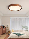 Japanese style solid wood round bedroom ceiling lamp