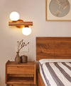 Solid wood double head bedroom wall lamp