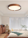 Japanese style solid wood round bedroom ceiling lamp