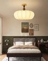 Solid wood fabric bedroom ceiling lamp