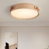 Japanese style solid wood round bedroom ceiling lamp