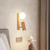 Nordic solid wood bedroom wall lamp