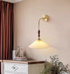 Vintage solid wood pleated bedside wall lamp