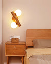 Solid wood double head bedroom wall lamp