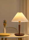 Vintage solid wood pleated table lamp