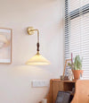 Vintage solid wood pleated bedside wall lamp