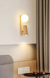 Nordic solid wood bedroom wall lamp