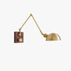 Industrial style vintage brass walnut long arm telescopic with switch bedroom bedside wall lamp