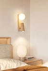 Nordic solid wood bedroom wall lamp