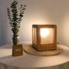 Square solid wood bedside table lamp