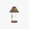 Retro pleated solid wood table lamp