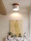 Vintage Wabi-Sabi Style Yellow Travertine Ceiling Lamp