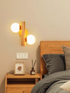 Solid wood double head bedroom wall lamp