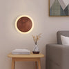 Walnut Round Bedroom Bedside Wall Lamp