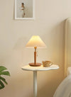 Vintage solid wood pleated table lamp