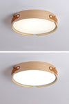 Japanese style solid wood round bedroom ceiling lamp