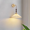 Vintage solid wood pleated bedside wall lamp