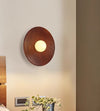 Vintage solid wood disc wall lamp