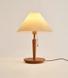 Vintage solid wood pleated table lamp